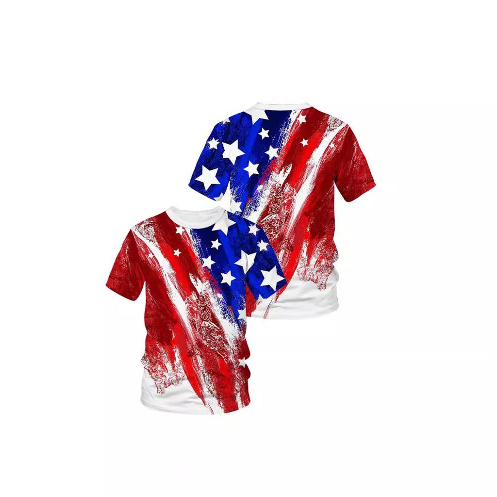Summer American Flag 3D Printed Men's T Shirts Fashion Casual O-Neck Short Sleeve Sportswear Harajuku Streetwear Oversized Tops