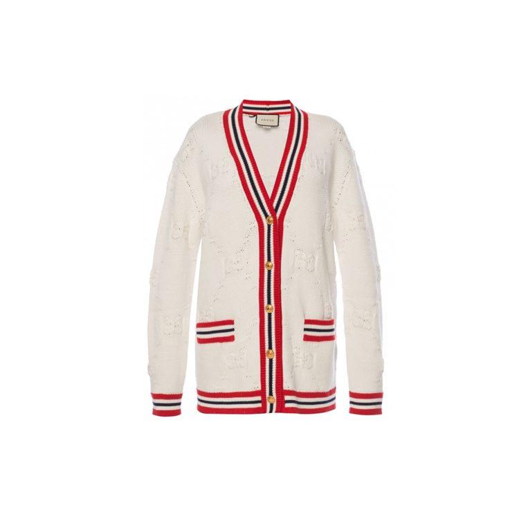 GUCCI Sylvie Web Knit Cardigan 'Ivory/Red' 574182-XKARR-9376