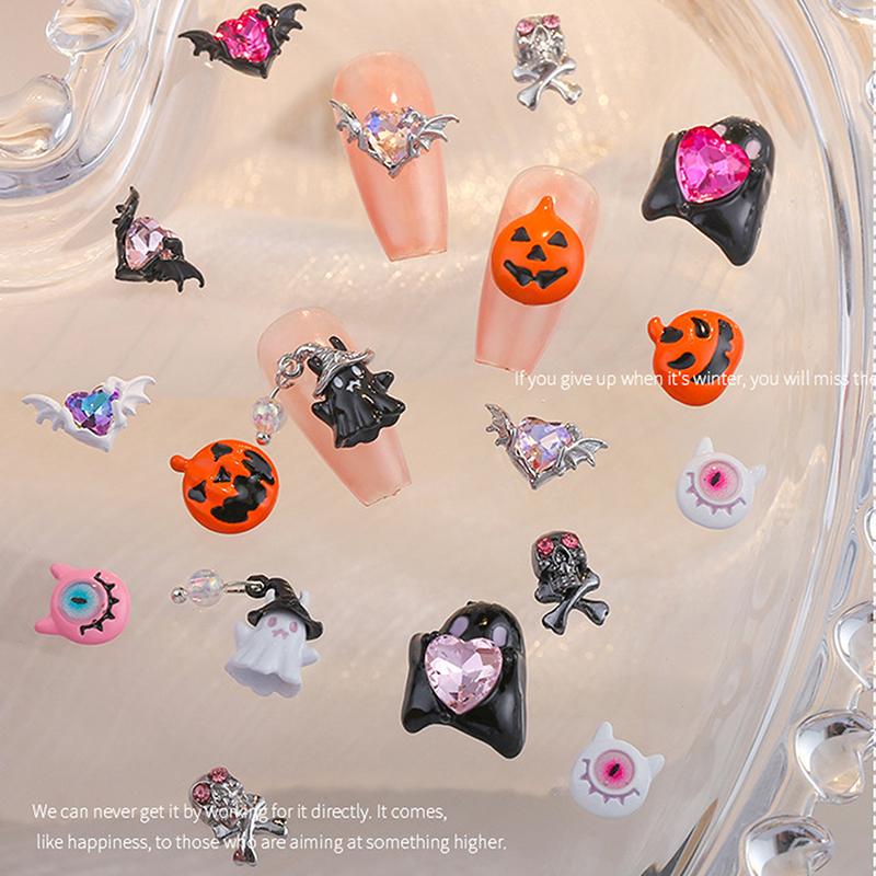 Хэллоуин, сплав для ногтей, индивидуальные капельные масляные украшения, голова тыквы, череп, аксессуары, гальваническая дрель для ногтей