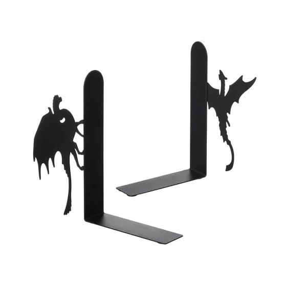 Metal Animal Bookends Black Cat/Reindeer/Dragon Book Ends for Home Office Bookshelf Desk Decor Cute Book Stopper Gifts for Women