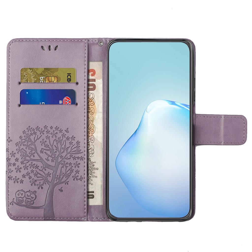 Для Xiaomi Redmi Note 12 4G Чехол-бумажник с принтом "Сова и дерево" из ПУ-кожи с подставкой