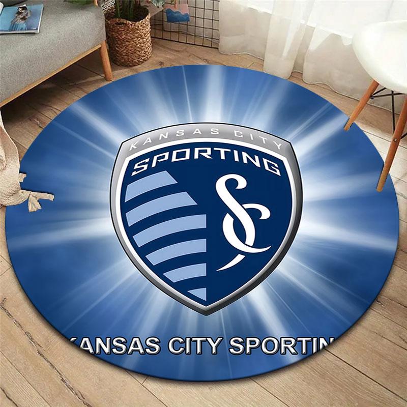 Sporting Kansas City Round Area Rug,Carpet Rug for Living Room Bedroom Sofa Playroom Decor,Non-slip Floor Mat
