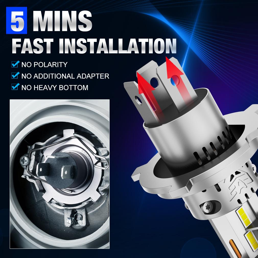 2 шт. H4 светодиодные лампы для фар 9003 HB2 Canbus дальнего и ближнего света автомобильный свет 20000LM турбо светодиодный диодный светильник авто 12 В 6500 К лампада