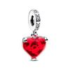 Red Christmas Apple Gift  Dangle Charms Beads 925 Sterling Silver Heart Bracelet Women Jewelry