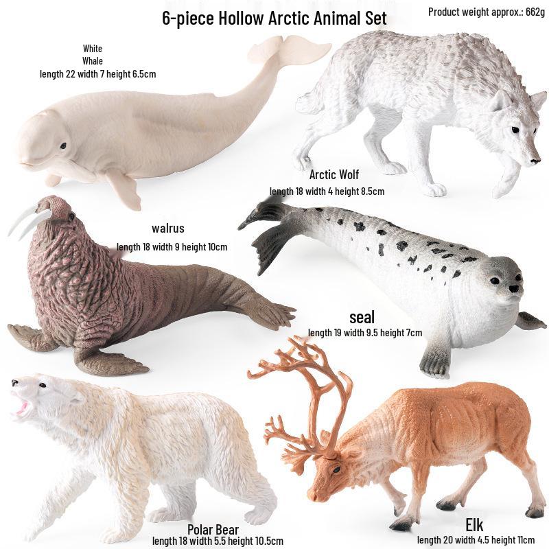 Realistic Arctic Animal Models Toys: Polar Bear, Beluga, Seal, Wolf, Snow Leopard, Penguin