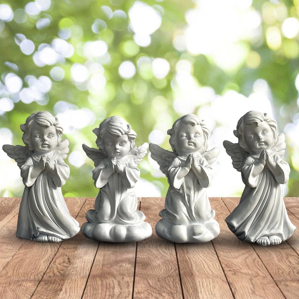 Мини Скульптура Молящегося Ангела Настольная Милая Декоративная Статуэтка из Смолы Украшение для Дома Фигурки Ангелов Украшение для Комнаты 4 Жеста