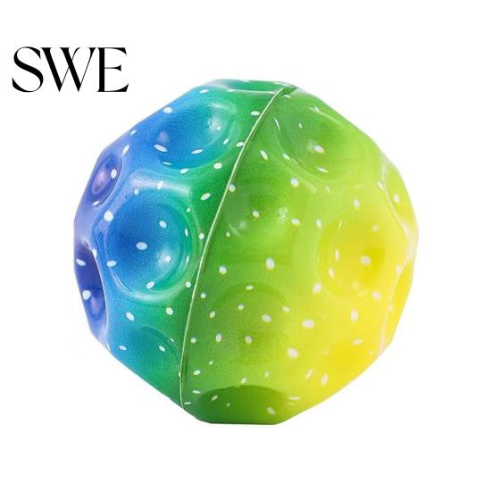 Reusable Jumping Ball Moon Space Bouncy Balls for Kids Unique Sound Effects LED Polygonal Shape Bounce Light-Up Stress Relief Toy Gift Boys Girls Aged