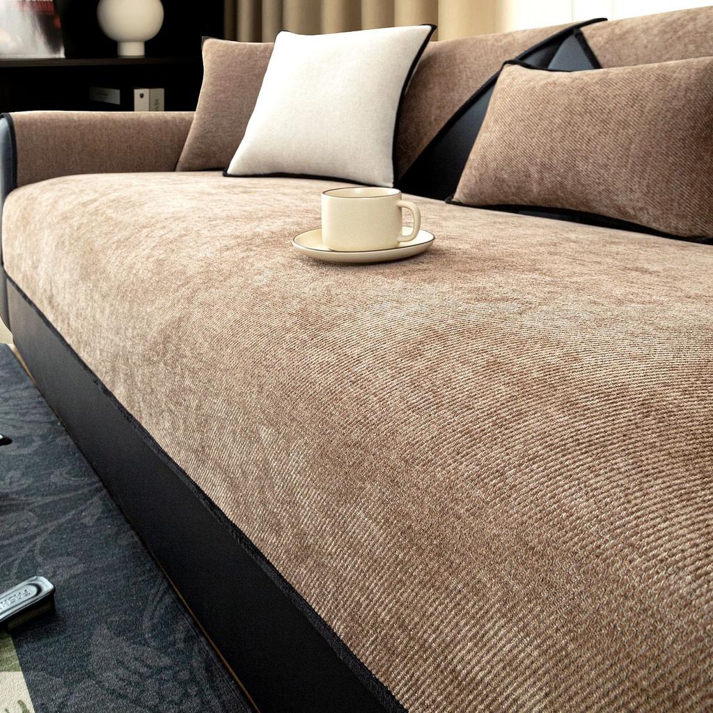 Special Chenille Four-Season Universal Non-Slip Sofa Cover Herringbone Pattern Log Light Luxury High-End Sofa Cover