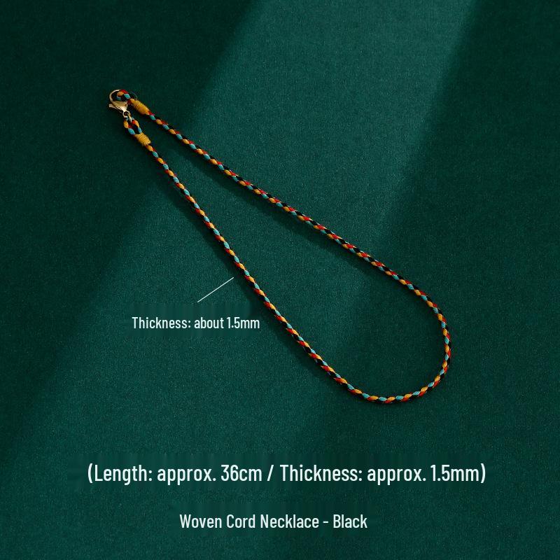 Плетеное колье ручной работы: Красочный мягкий веревочный шнурок и женская ключичная цепочка с подвеской