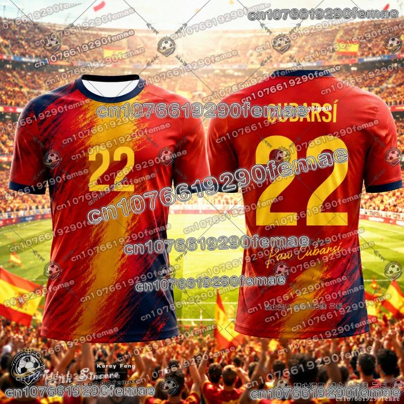 Spanish-style Summer 3D Printed Football Jersey T-shirt Loose and Comfortable Recommended for Sports Wear