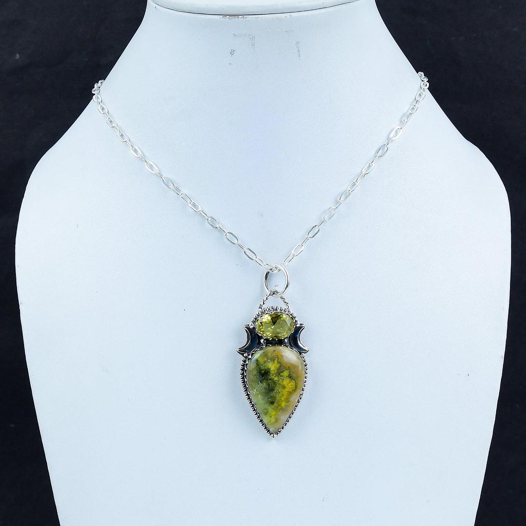 Natural Bumble Bee Jasper, Citrine Gemstone Silver Pendant In 925 Sterling Silver - Handmade Design, Everyday Wear Jewelry Engagement Gift