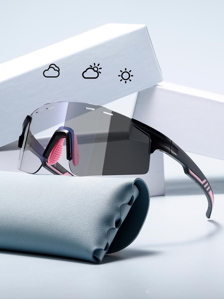 Солнцезащитные очки для велоспорта, меняющие цвет, для спорта на открытом воздухе, ветрозащитные очки, литьевые, нескользящие, с большой оправой 9061