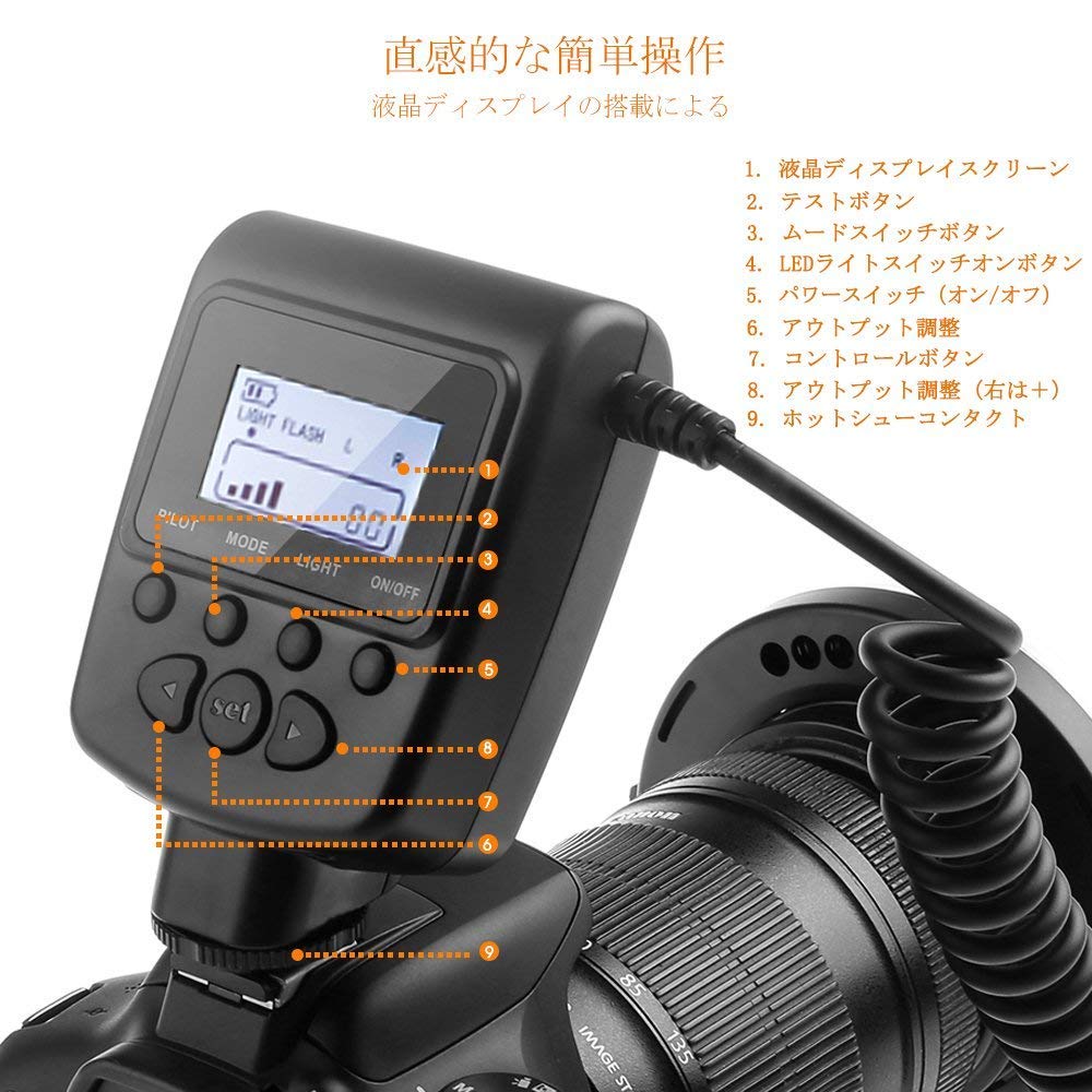 Стробоскоп для объективных камер LED 48 ламп Макро Кольцевая вспышка Совместим с Canon и Nikon Стробоскоп ЖК-дисплей PCA-TECH Крупноплановые камеры/Одиночный