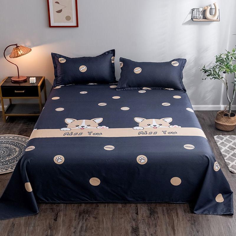 Comforter Wostar Geometry Printed Flat Bed Couple 2 People 150X200 Luxury Double Bed Bedsheet Single Double Queen King Size