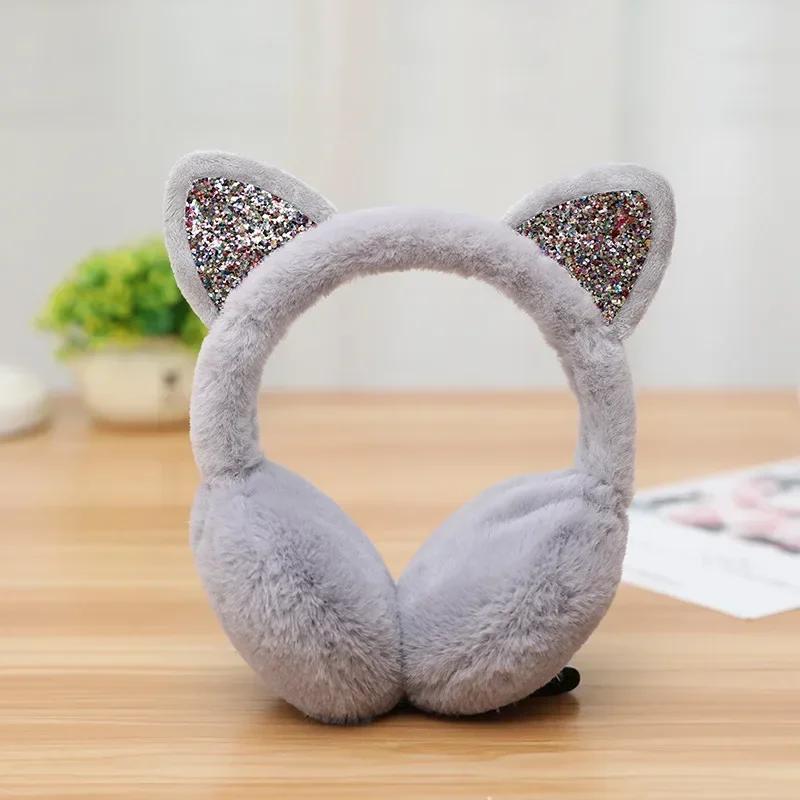 Winter Warm Plush Earmuffs for Women Girls Children Riding Ski Ear Protection Cartoon Cute Cat's Ears Fur Soft Cashmere Earflaps