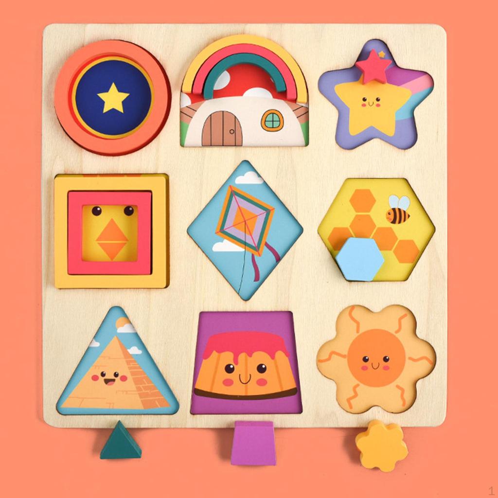Kids Wooden Shape Puzzles Toys Early Education Birthday Gift Children Fine Motor Skill Game Learning