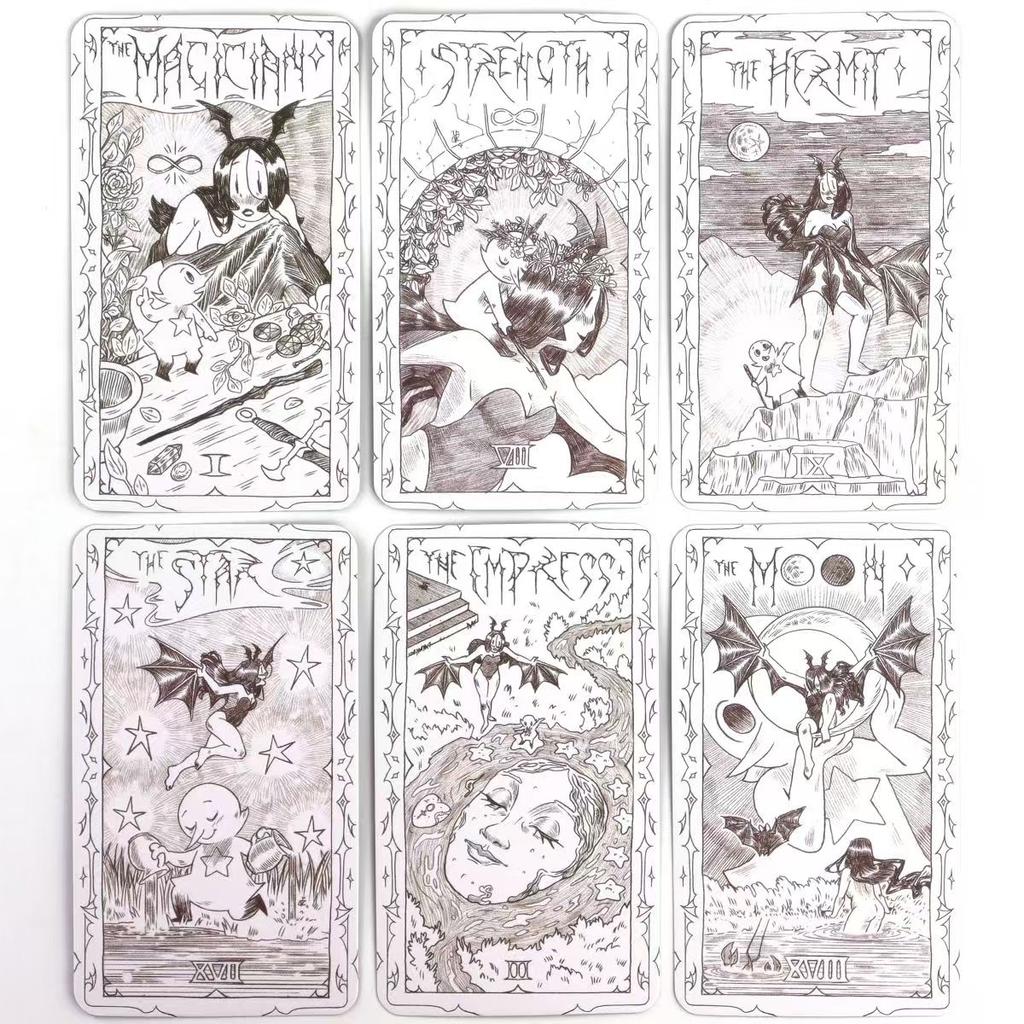 Колода Таро «Веспер» 10,3*6 см : Потрясающее черно-белое искусство с оригинальным карандашным рисунком, 78 шт. карточек