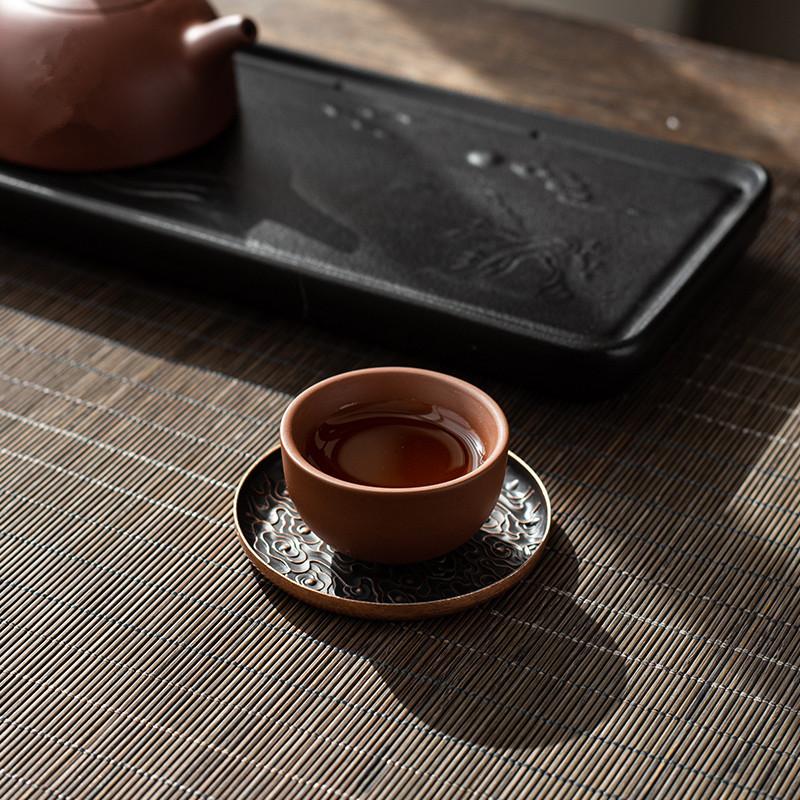 Ретро Сплав Подставка Поднос для Чайной Чашки Круглый Японский Стиль Аксессуары для Чайной Церемонии Подставки Подставка Коврик Кунг-Фу Чайная Церемония