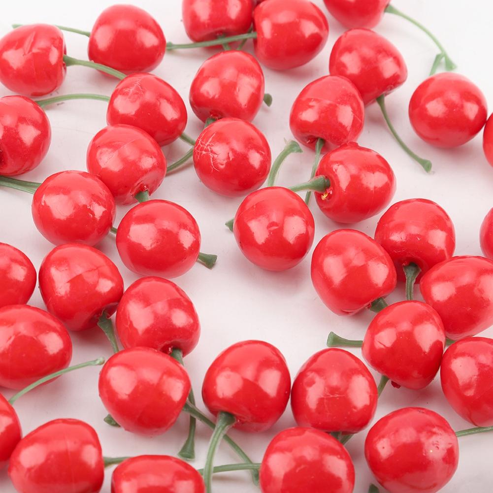 50Pcs Cute Artificial Cherry Fruit Home Decor Decoration Ornament Accessories