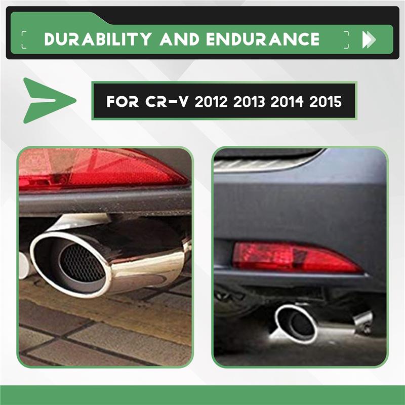 Accessories Fit For Crv Cr-V 2012 2013 2014 2015 Exhaust Muffler Tip Pipe Tailpipe Finisher End Trim Stainless Steel-M53K