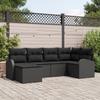 VidaXL 6-Piece Garden Sofa Set with Cushions Black Poly Rattan 3346113