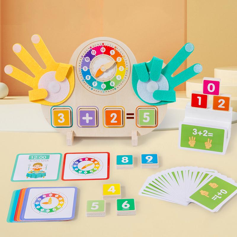 CPC CE Children's Finger Counting Puzzle - Early Education Wooden Mathematics Toy for Kindergarten (Addition & Subtraction)