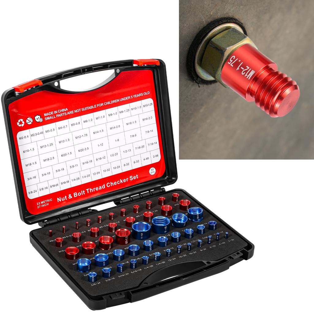 50 шт. Калибр для проверки резьбы гаек и болтов, Калибр для определения размера резьбы для обнаружения фиксированных болтов или резьбовых отверстий, Метрический Имперский Калибр для болтов и гаек