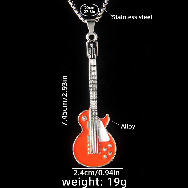 Drip guitar stainless steel necklace personality niche simple jazz rock music note long sweater chain