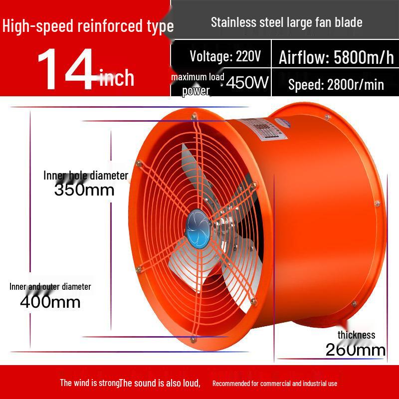 Powerful Silent High-Speed Axial Flow Kitchen Exhaust Fan for Oil Fume
