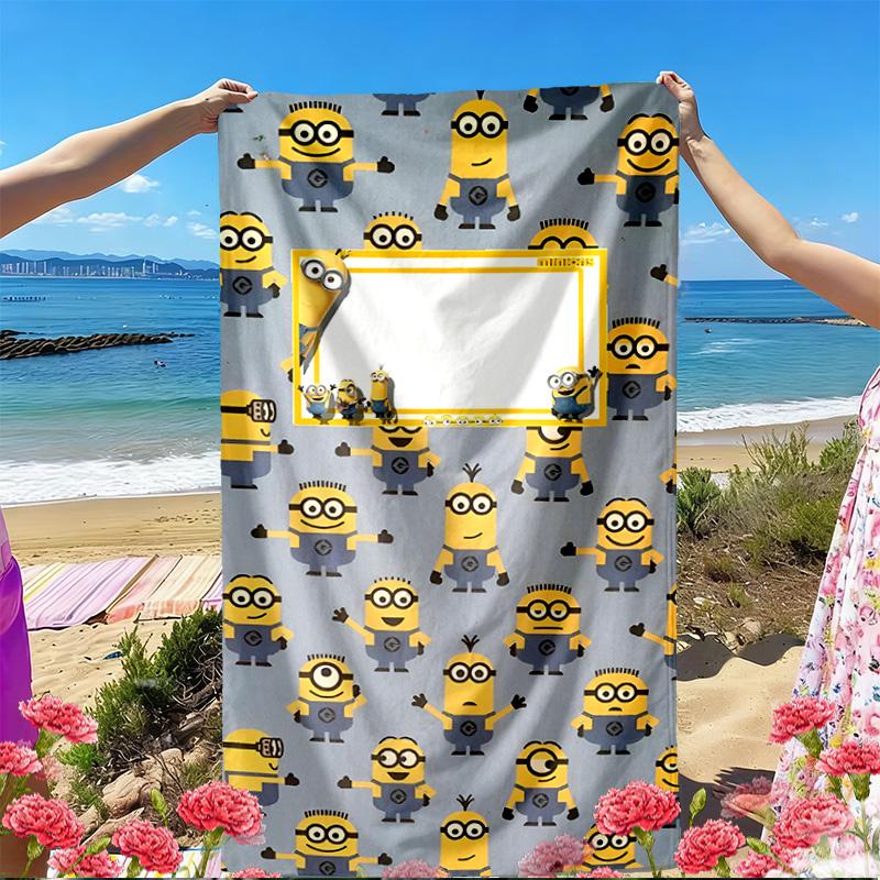 Minions Print Beach Towel, Versatile Lightweight Absorbent Beach Towel for Pool Surf Yoga Bathroom, Perfect Birthday Holiday Gift