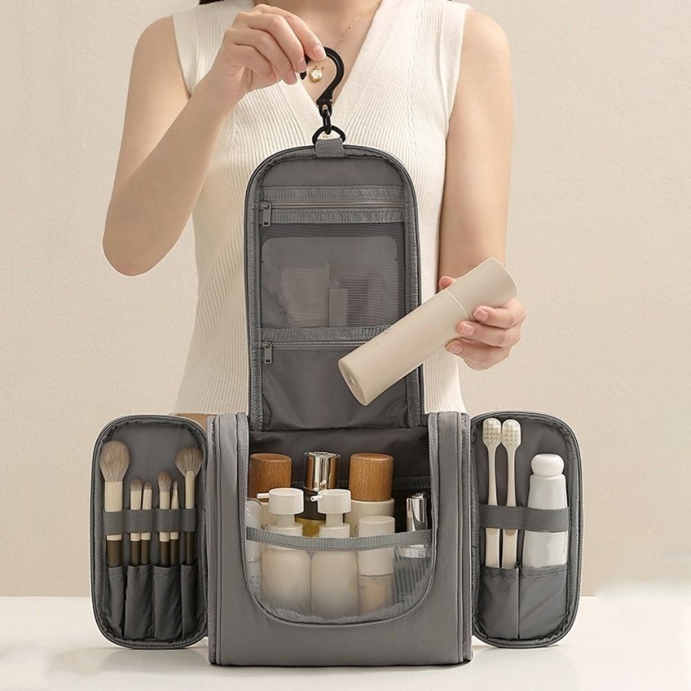 Nylon Hanging Toiletry Bag Three Zipper Make Up Bags Fashion Cosmetic Bag for Home