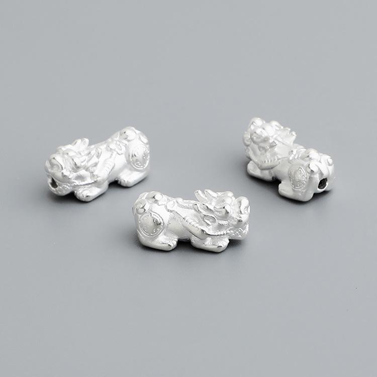 Бусины-разделители Pixiu из стерлингового серебра 3D S999 для браслетов и ожерелий своими руками