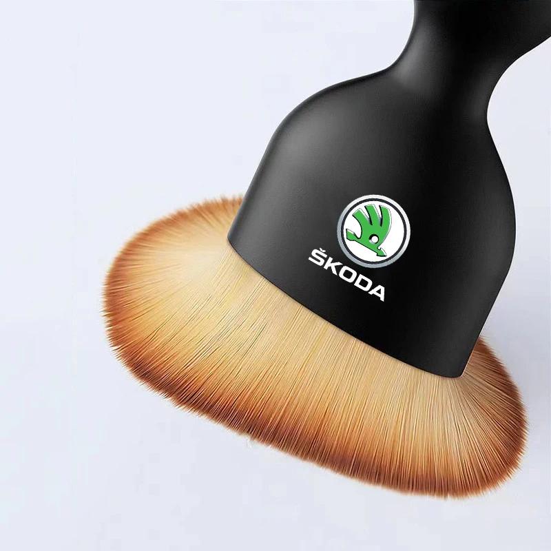 Car Interior Cleaning Soft Brush Tool Dust Remover & Double-sided Auto Cleaning Cloth For F4 Octavia SUPERB RAPID KAROQ FABIA ZS4