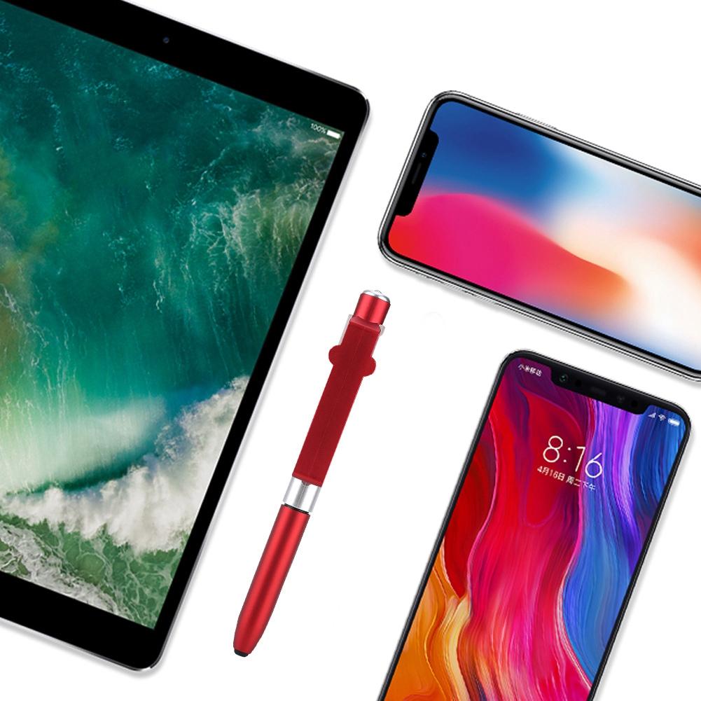 4 в 1 сенсорный экран емкостные шариковые ручки со светодиодной подсветкой для планшета(красный)