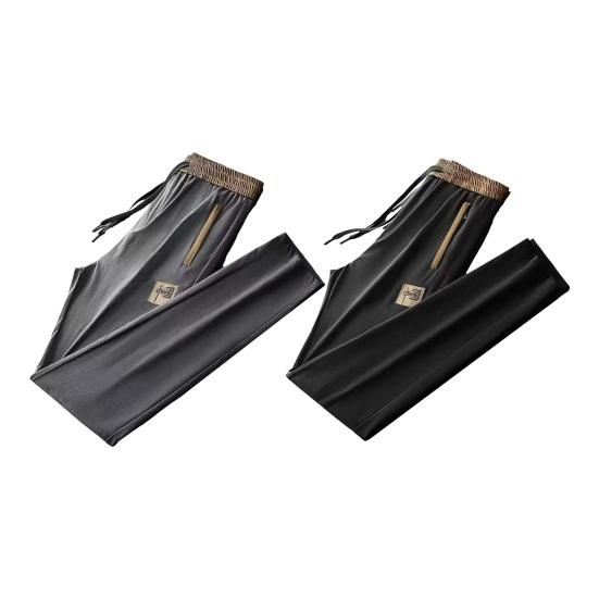 Мужские летние брюки-карго с эластичной резинкой на талии, однотонные длинные брюки с боковыми карманами, прямые спортивные штаны