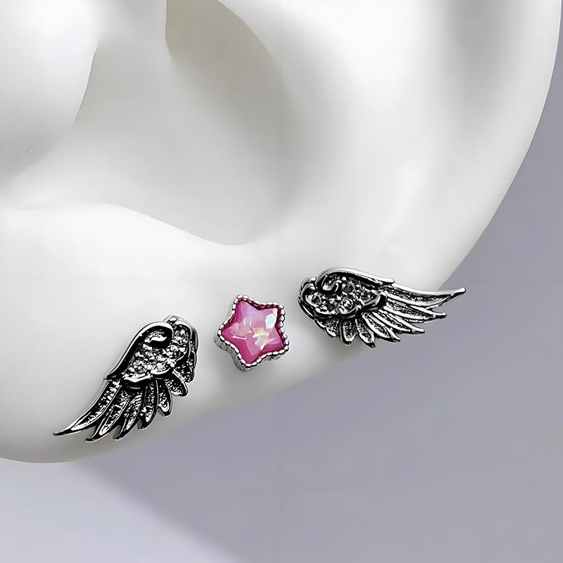 Новая Мода Крылья Нержавеющая Сталь Гвоздик для Пирсинга Уха Блестящая Трендовая Серьга для Женщин Аксессуар