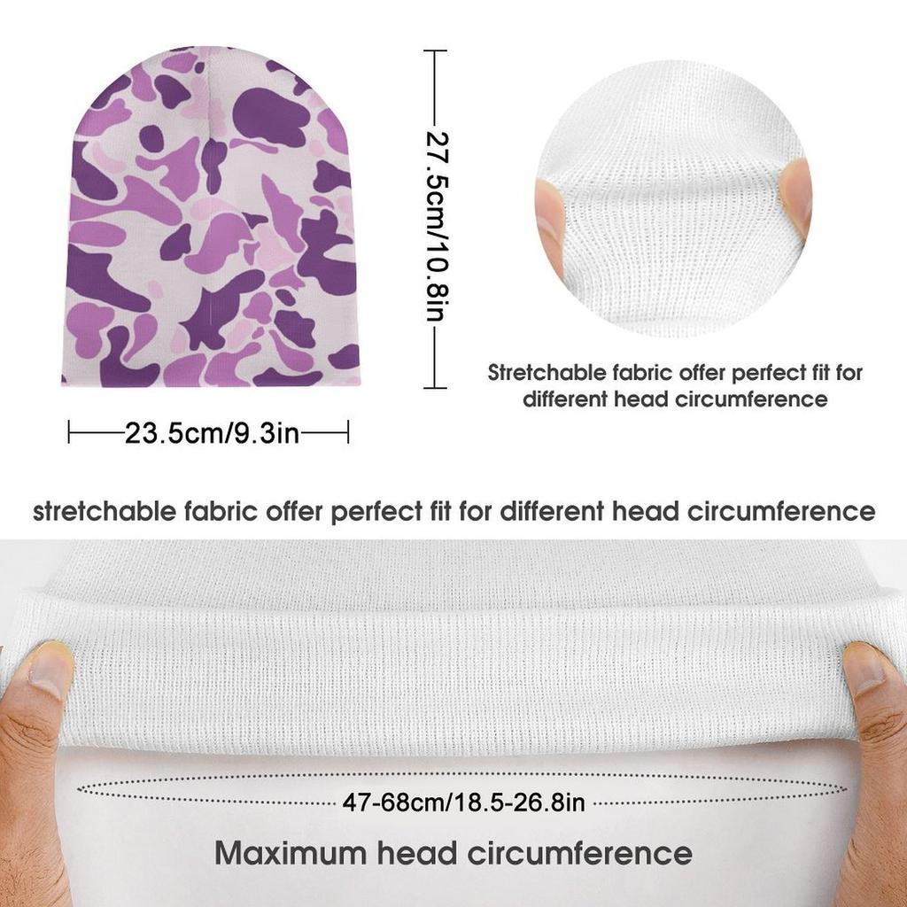 Women Custom Blue Camo Beanie Warm Knitted Cuffed Beanie Hat Cloud Camo Soft Stretch Winter Beanie Cap for Outdoor