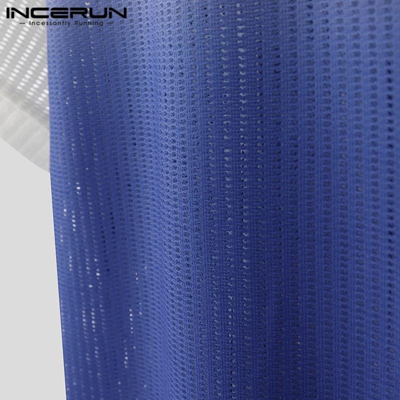 INCERUN Мужские футболки с коротким рукавом, градиентные, с вырезами, повседневные, свободные