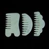 Green  Hair Brush Natural Gua Sha Board Stone Massage Comb  Body Scalp Meridian Treatment