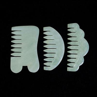 Зеленая щетка для волос, натуральная доска Гуаша, массажная расческа с камнями, лечение меридианов кожи головы и тела