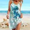 Beach Wear Mini Dress Print Ocean Diversity Printed Skirt Casual Modern Dress Sleeveless Loose Fit Outdoor Daily Summer