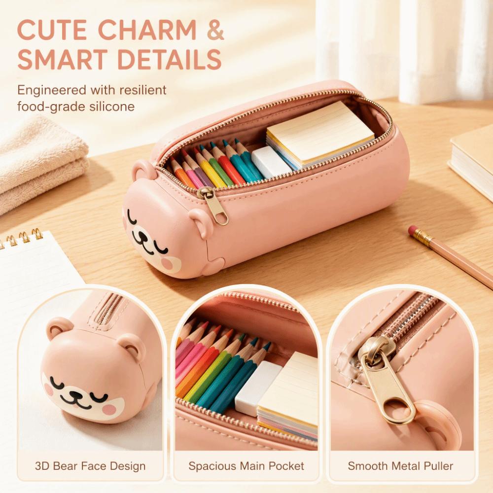 Large-capacity Silicone Pencil Case Dustproof Pen Pouch Stationery Box Zipper Pen Case Kids