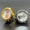 Gold Finger Ring Watch Round Cat Dial Clock Punk Quartz Watch  Women