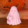 Halloween Ghost Figurine Cute Pink Ghost Holding Moon Statue Resin