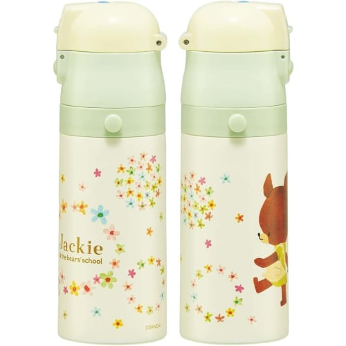 Skater Children's Water Bottle, 2-Way, 420ml (Direct Drinking) or 350ml (Cup Drinking), Kuma No Gakkou (The Bears' School) Design, Small Capacity, Sta