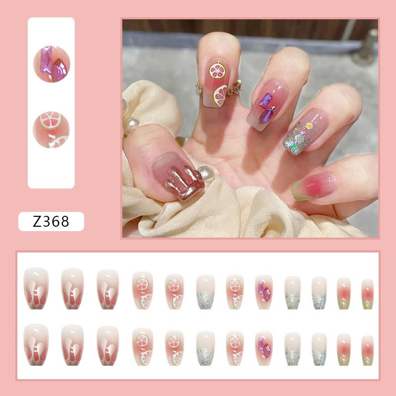 24Pcs Frosted Smoky Black Ripple Fake Nails Full Coverage Removable Press On Nails Finished Nail Stickers
