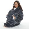 Winter Long Sleeve Hooded Flannel Sweatshirt Loungewear Blanket Solid Color Loose Fit Adult Women