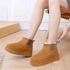 Мода Зимняя Мода Новые Женские Снежные Ботинки Толстая Подошва Хлопковые Ботинки с Толстым Бархатом Однотонные Эластичное Голенище Хлопковая Обувь