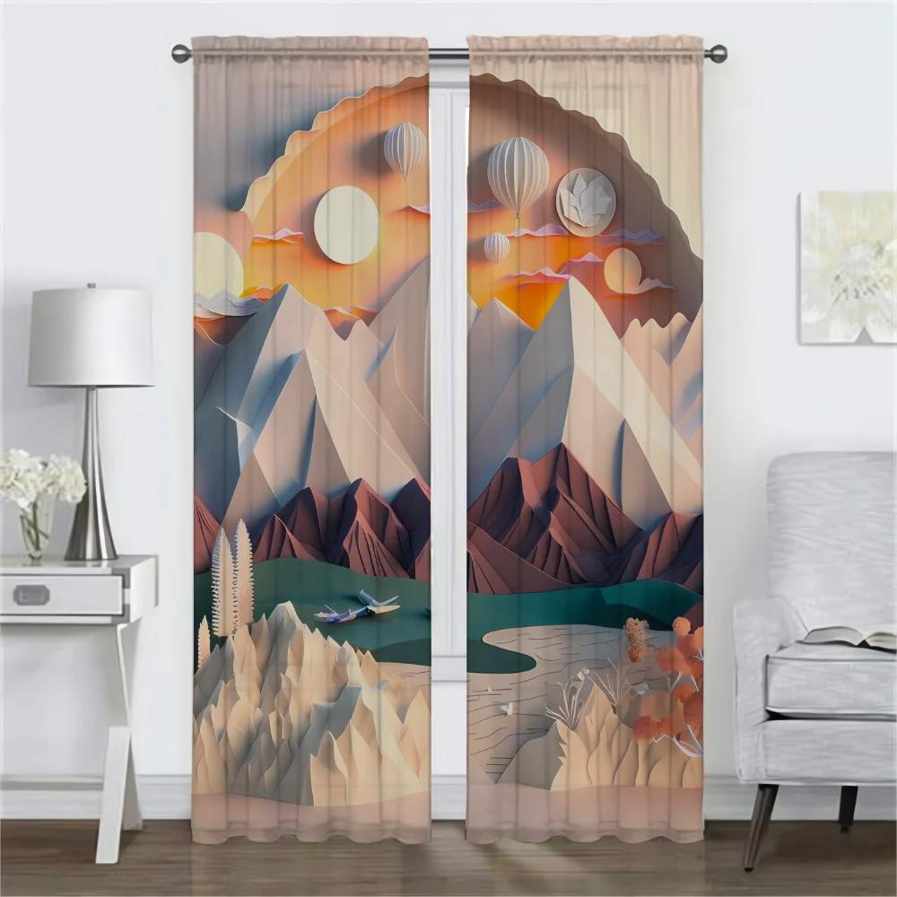 Разделение Пейзаж Искусство Окно Шторы для комнаты 2 Панельные затемняющие шторы Тюль для спальни Домашний интерьер Шторы Гостиная Камера