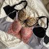 Leopard Lace Bra for Women Sexy Gather and Adjustment Bra Push Up Bra Wide Back Strap Invisible Bra Fancy Underwear